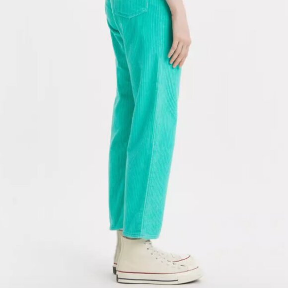 NWT LEVI'S RIBCAGE STRAIGHT ANKLE PANTS IN ELECTRIC GREEN - 27 - Picture 3 of 11